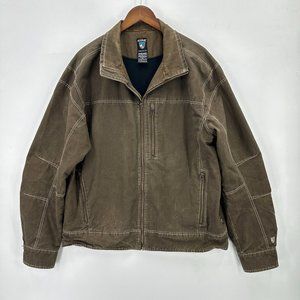 Kuhl Jacket Mens Burr Vintage Patina Dye Canvas Fleece Lined Brown XL